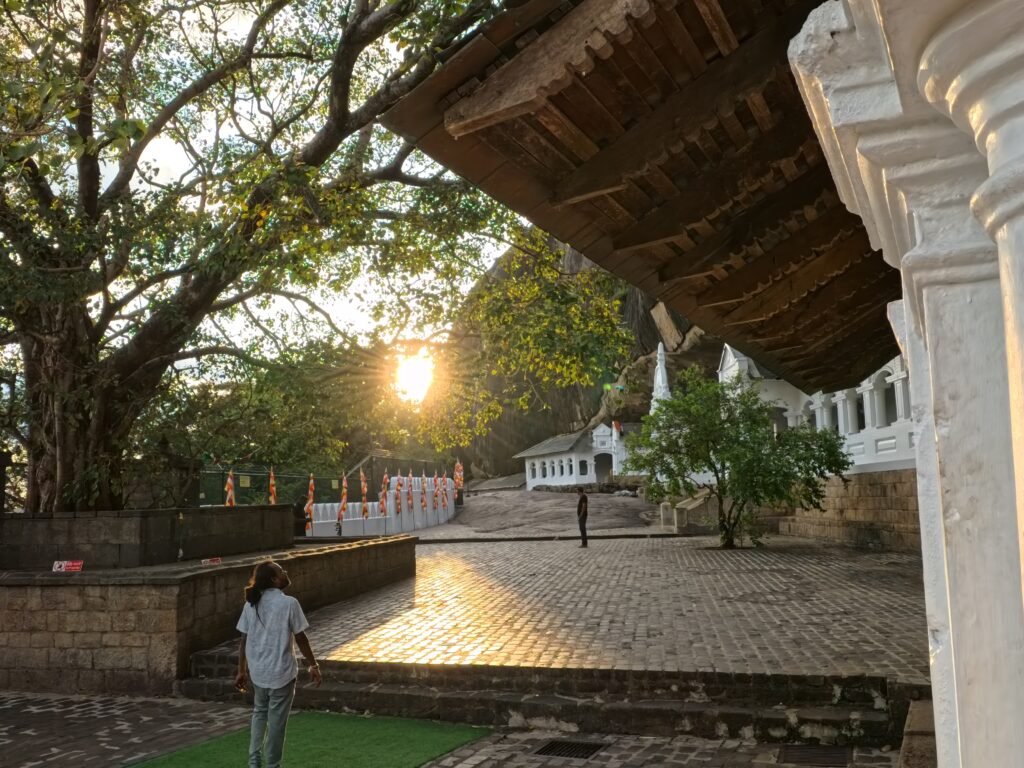 Dambulla Cave Temple at sunset, Sri Lanka